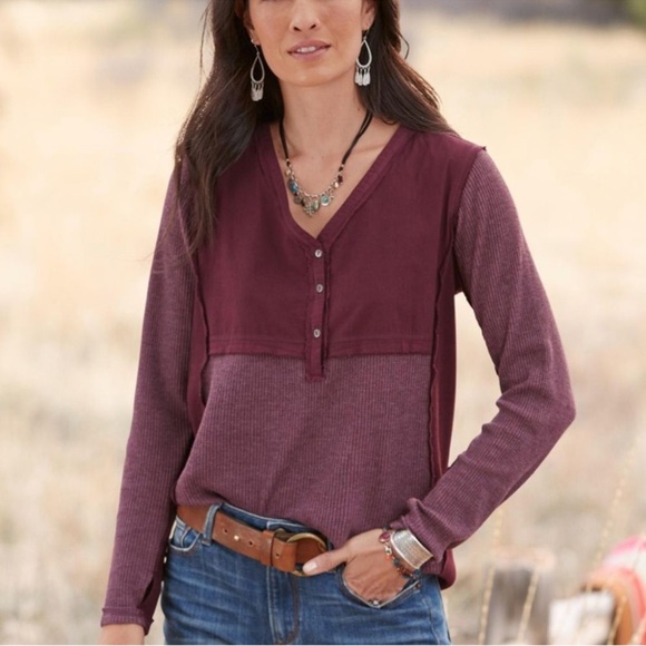 Sundance Waffle Knit Henley Thermal Tunic Long Sleeve Size Large 841 - Picture 3 of 12